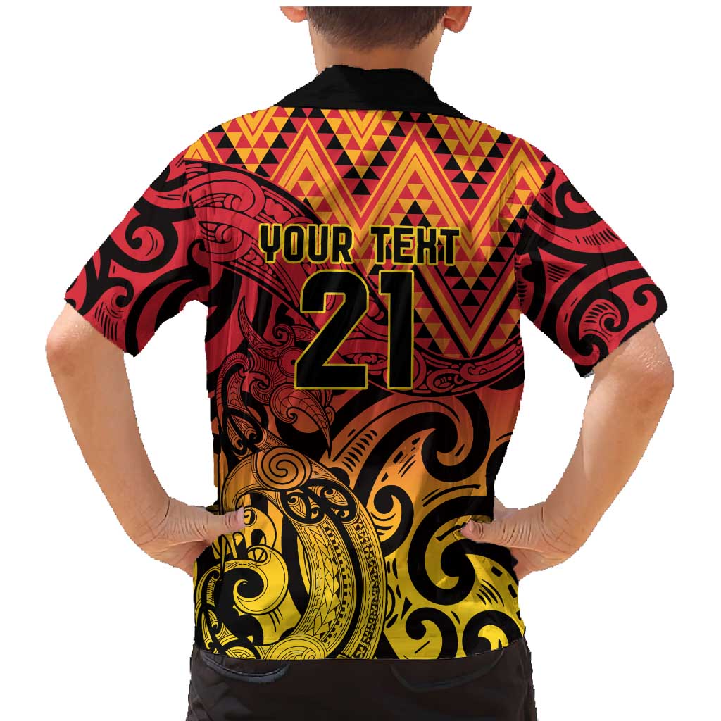 New Zealand Rangatira Custom Family Matching Mermaid Dress and Hawaiian Shirt Red and Gold Niho Taniwha Maori Tribal LT9 - Polynesian Pride