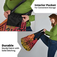 New Zealand Rangatira Custom Grocery Bag Red and Gold Niho Taniwha Maori Tribal