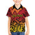 New Zealand Rangatira Custom Kid Hawaiian Shirt Red and Gold Niho Taniwha Maori Tribal