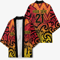 New Zealand Rangatira Custom Kimono Red and Gold Niho Taniwha Maori Tribal - Polynesian Pride