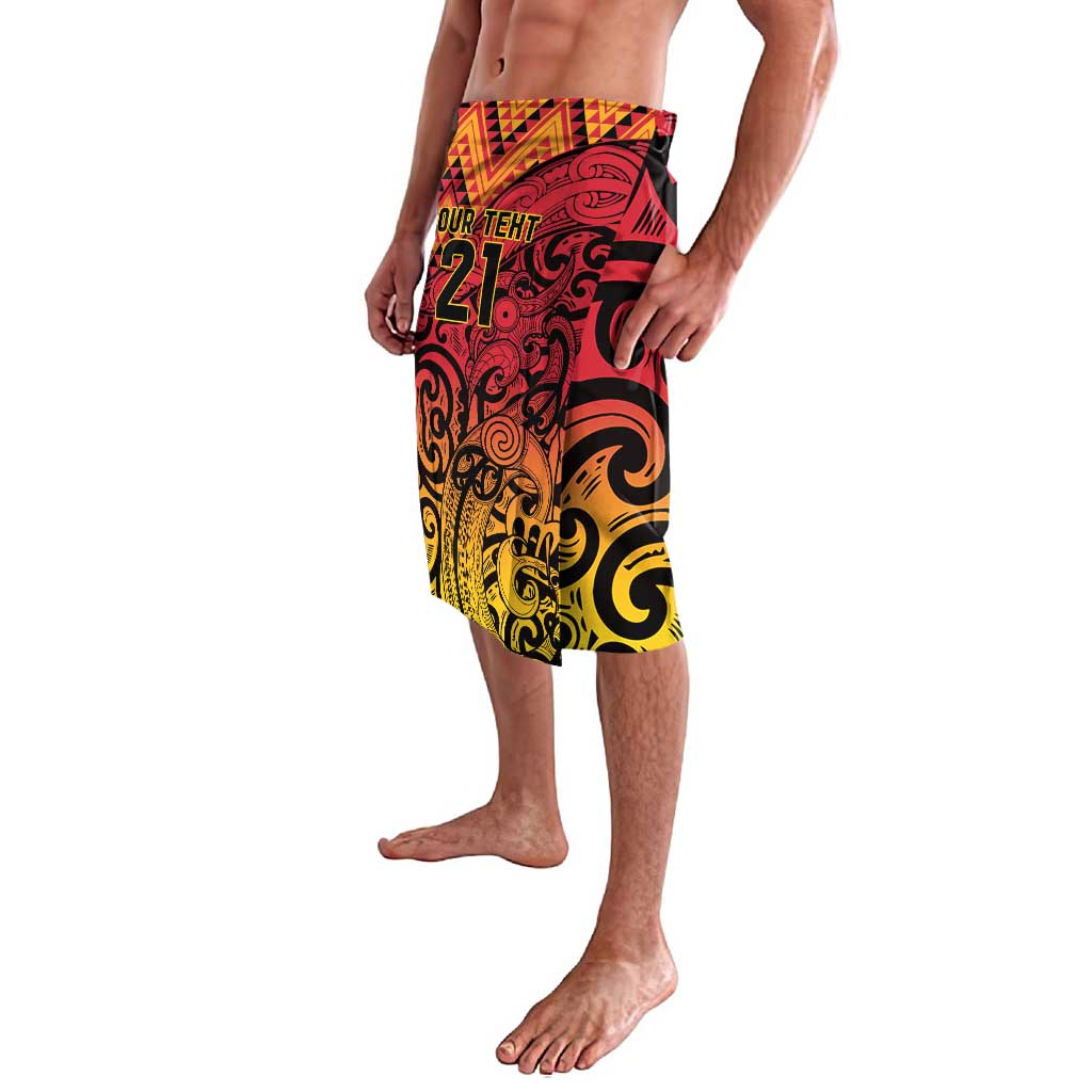 New Zealand Rangatira Custom Lavalava Red and Gold Niho Taniwha Maori Tribal
