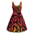 New Zealand Rangatira Custom Midi Dress Red and Gold Niho Taniwha Maori Tribal - Polynesian Pride