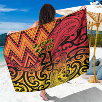New Zealand Rangatira Custom Sarong Red and Gold Niho Taniwha Maori Tribal