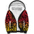 New Zealand Rangatira Custom Sherpa Hoodie Red and Gold Niho Taniwha Maori Tribal