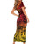 New Zealand Rangatira Custom Short Sleeve Bodycon Dress Red and Gold Niho Taniwha Maori Tribal