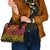 New Zealand Rangatira Custom Shoulder Handbag Red and Gold Niho Taniwha Maori Tribal