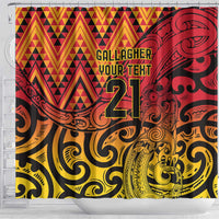 New Zealand Rangatira Custom Shower Curtain Red and Gold Niho Taniwha Maori Tribal