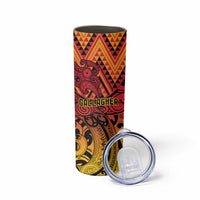 New Zealand Rangatira Custom Skinny Tumbler Red and Gold Niho Taniwha Maori Tribal LT9 - Polynesian Pride