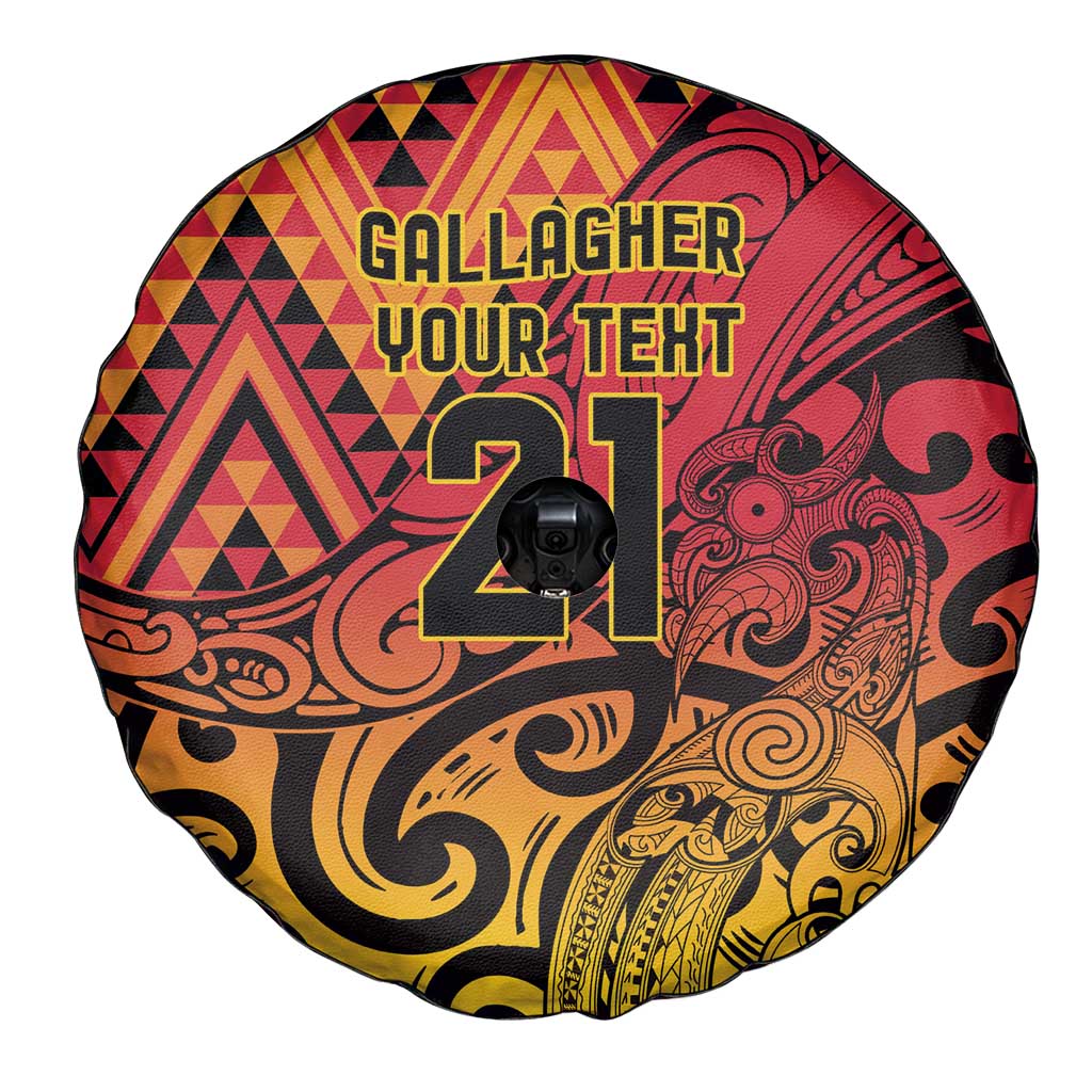 New Zealand Rangatira Custom Spare Tire Cover Red and Gold Niho Taniwha Maori Tribal