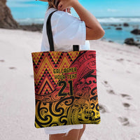New Zealand Rangatira Custom Tote Bag Red and Gold Niho Taniwha Maori Tribal - Polynesian Pride