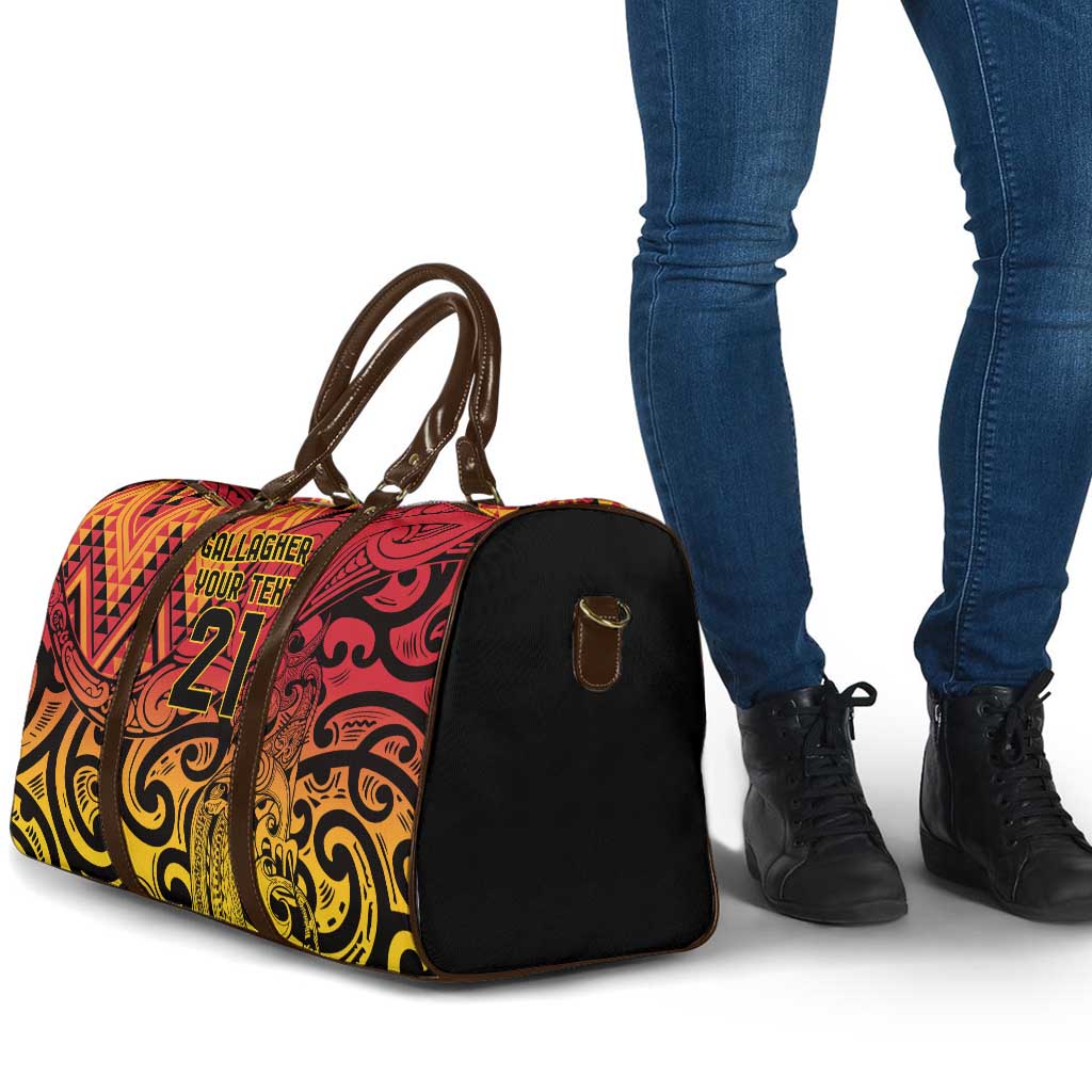 New Zealand Rangatira Custom Travel Bag Red and Gold Niho Taniwha Maori Tribal - Polynesian Pride