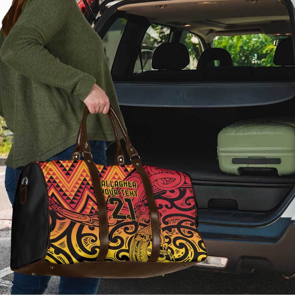 New Zealand Rangatira Custom Travel Bag Red and Gold Niho Taniwha Maori Tribal - Polynesian Pride