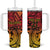 New Zealand Rangatira Custom Tumbler With Handle Red and Gold Niho Taniwha Maori Tribal