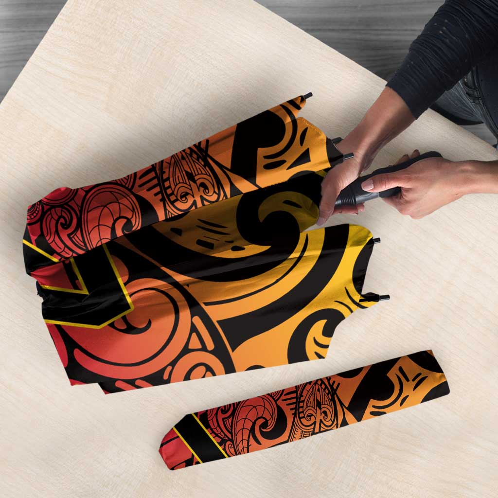 New Zealand Rangatira Custom Umbrella Red and Gold Niho Taniwha Maori Tribal - Polynesian Pride