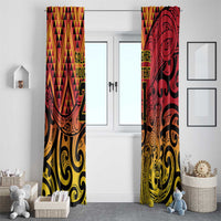 New Zealand Rangatira Custom Window Curtain Red and Gold Niho Taniwha Maori Tribal
