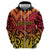 New Zealand Rangatira Custom Zip Hoodie Red and Gold Niho Taniwha Maori Tribal