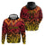 New Zealand Rangatira Custom Zip Hoodie Red and Gold Niho Taniwha Maori Tribal