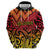 New Zealand Rangatira Custom Zip Hoodie Red and Gold Niho Taniwha Maori Tribal