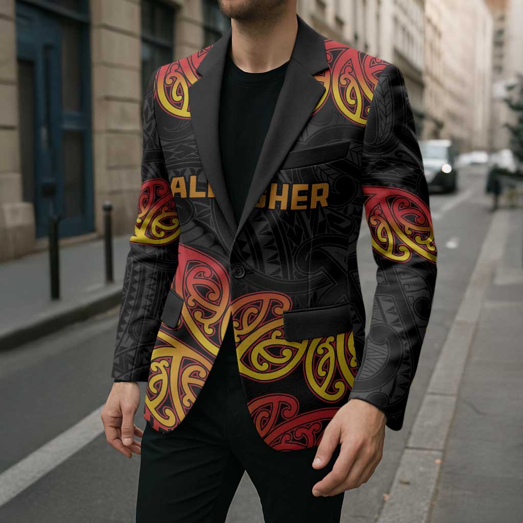 New Zealand Rugby Pacific Custom Blazer Rangatira Maori Kowhaiwhai Pattern - Polynesian Pride