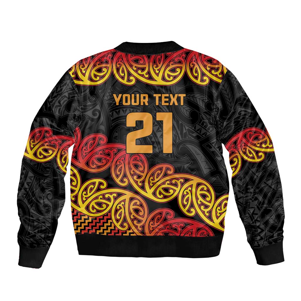 New Zealand Rugby Pacific Custom Bomber Jacket Rangatira Maori Kowhaiwhai Pattern