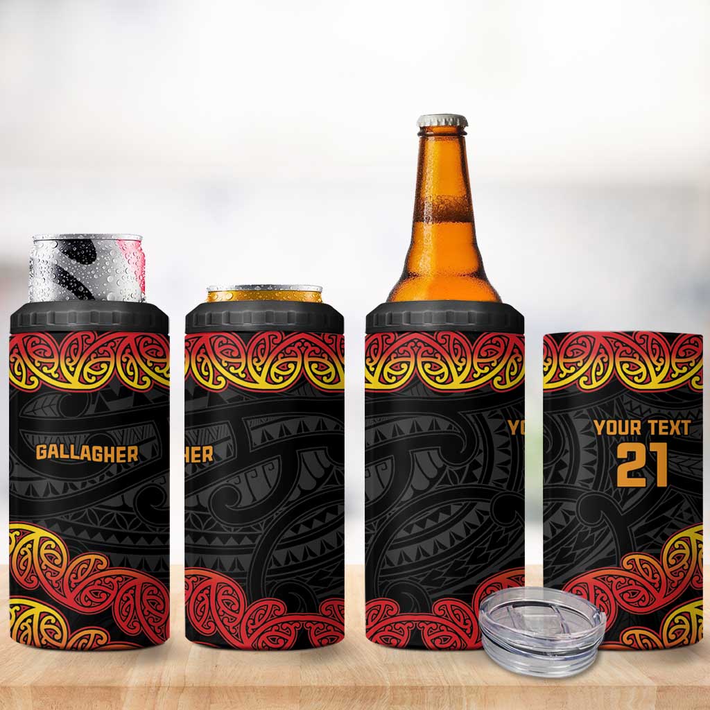 New Zealand Rugby Pacific Custom 4 in 1 Can Cooler Tumbler Rangatira Maori Kowhaiwhai Pattern