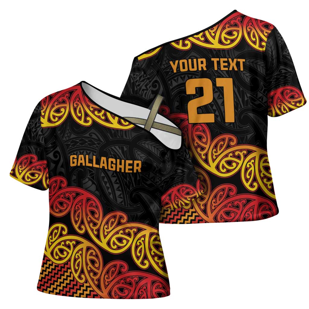 New Zealand Rugby Pacific Custom Cross Shoulder Shirt Rangatira Maori Kowhaiwhai Pattern - Polynesian Pride