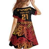 New Zealand Rugby Pacific Custom Family Matching Off Shoulder Short Dress and Hawaiian Shirt Rangatira Maori Kowhaiwhai Pattern