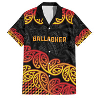 New Zealand Rugby Pacific Custom Family Matching Puletasi and Hawaiian Shirt Rangatira Maori Kowhaiwhai Pattern LT9 Dad's Shirt - Short Sleeve Gold - Polynesian Pride