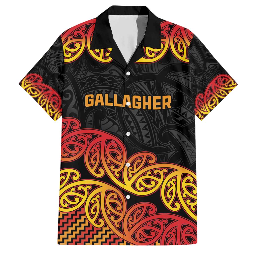 New Zealand Rugby Pacific Custom Family Matching Short Sleeve Bodycon Dress and Hawaiian Shirt Rangatira Maori Kowhaiwhai Pattern LT9 Dad's Shirt - Short Sleeve Gold - Polynesian Pride
