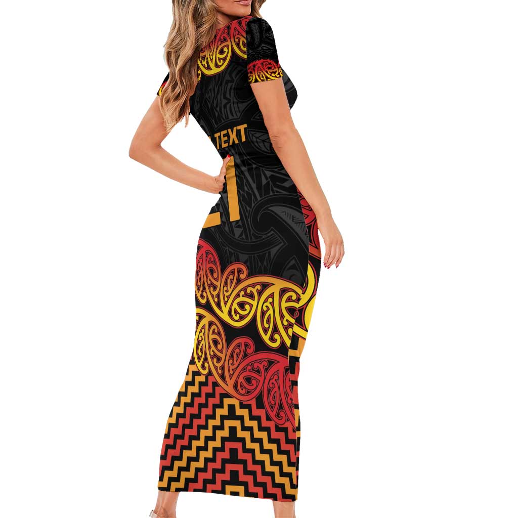 New Zealand Rugby Pacific Custom Family Matching Short Sleeve Bodycon Dress and Hawaiian Shirt Rangatira Maori Kowhaiwhai Pattern LT9 - Polynesian Pride