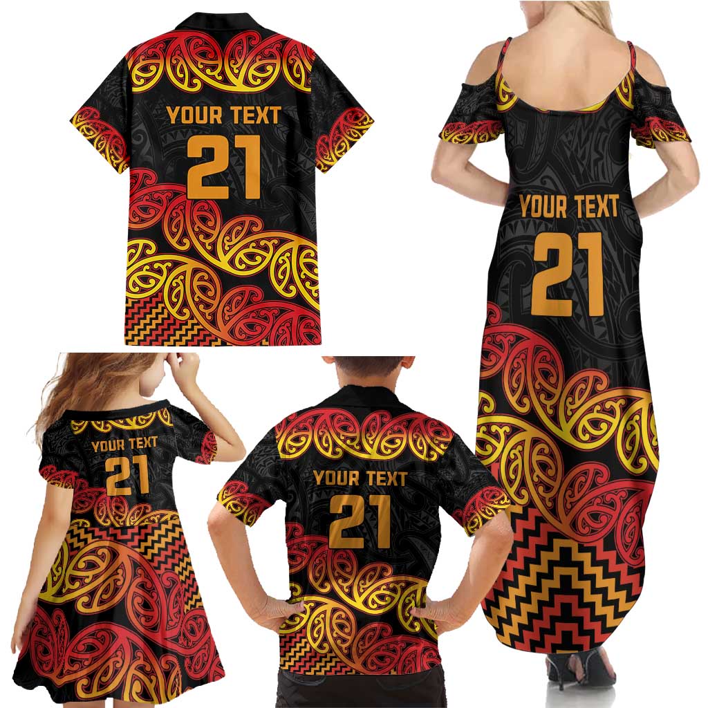 New Zealand Rugby Pacific Custom Family Matching Summer Maxi Dress and Hawaiian Shirt Rangatira Maori Kowhaiwhai Pattern