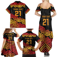 New Zealand Rugby Pacific Custom Family Matching Summer Maxi Dress and Hawaiian Shirt Rangatira Maori Kowhaiwhai Pattern