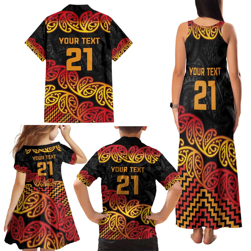 New Zealand Rugby Pacific Custom Family Matching Tank Maxi Dress and Hawaiian Shirt Rangatira Maori Kowhaiwhai Pattern