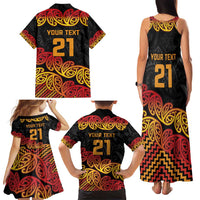 New Zealand Rugby Pacific Custom Family Matching Tank Maxi Dress and Hawaiian Shirt Rangatira Maori Kowhaiwhai Pattern
