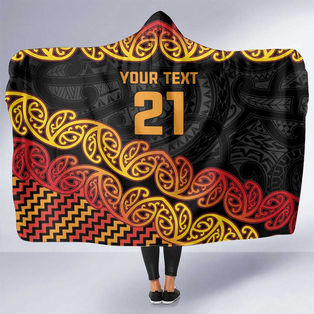 New Zealand Rugby Pacific Custom Hooded Blanket Rangatira Maori Kowhaiwhai Pattern
