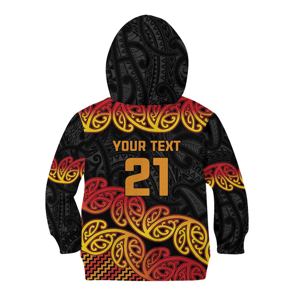 New Zealand Rugby Pacific Custom Kid Hoodie Rangatira Maori Kowhaiwhai Pattern