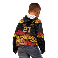 New Zealand Rugby Pacific Custom Kid Hoodie Rangatira Maori Kowhaiwhai Pattern