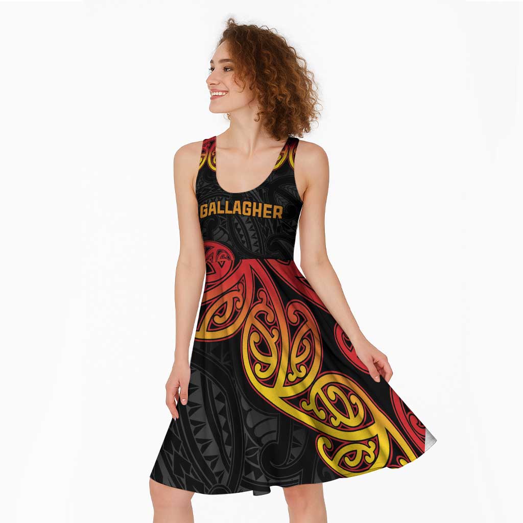 New Zealand Rugby Pacific Custom Midi Dress Rangatira Maori Kowhaiwhai Pattern - Polynesian Pride