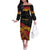 New Zealand Rugby Pacific Custom Off The Shoulder Long Sleeve Dress Rangatira Maori Kowhaiwhai Pattern