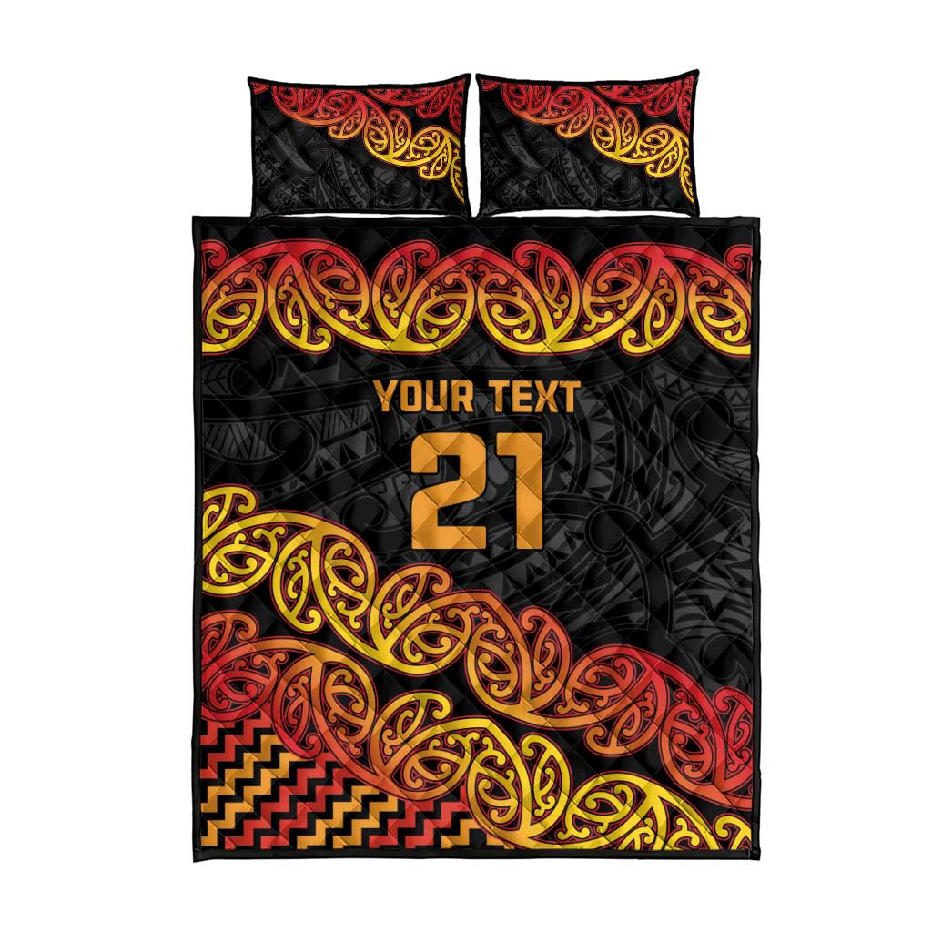 New Zealand Rugby Pacific Custom Quilt Bed Set Rangatira Maori Kowhaiwhai Pattern