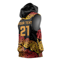 New Zealand Rugby Pacific Custom Sleeveless Hoodie Rangatira Maori Kowhaiwhai Pattern - Polynesian Pride