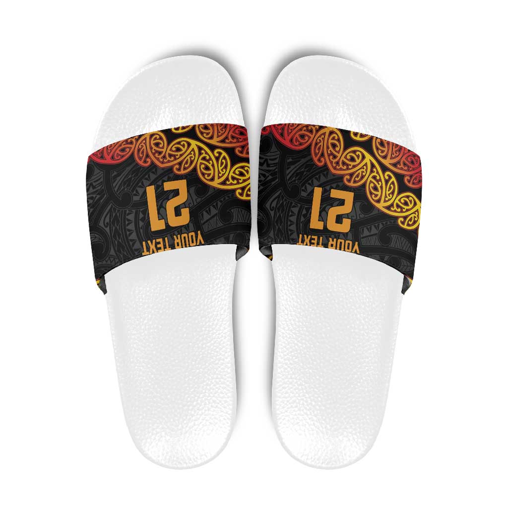 New Zealand Rugby Pacific Custom Slide Sandals Rangatira Maori Kowhaiwhai Pattern - Polynesian Pride