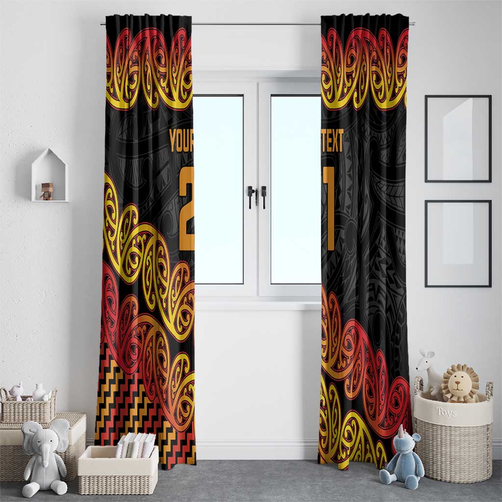 New Zealand Rugby Pacific Custom Window Curtain Rangatira Maori Kowhaiwhai Pattern