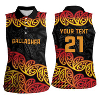 New Zealand Rugby Pacific Custom Women Sleeveless Polo Shirt Rangatira Maori Kowhaiwhai Pattern