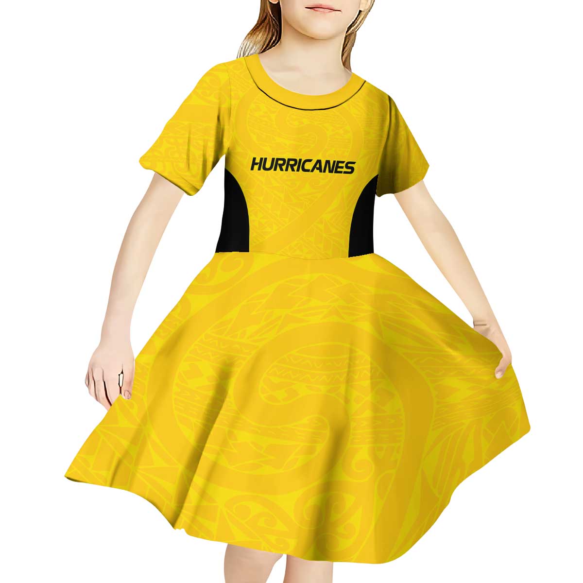 New Zealand Rugby Pacific Custom Kid Short Sleeve Dress Hau Awhiowhio Maori Tribal Tattoo