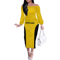 New Zealand Rugby Pacific Custom Off The Shoulder Long Sleeve Dress Hau Awhiowhio Maori Tribal Tattoo