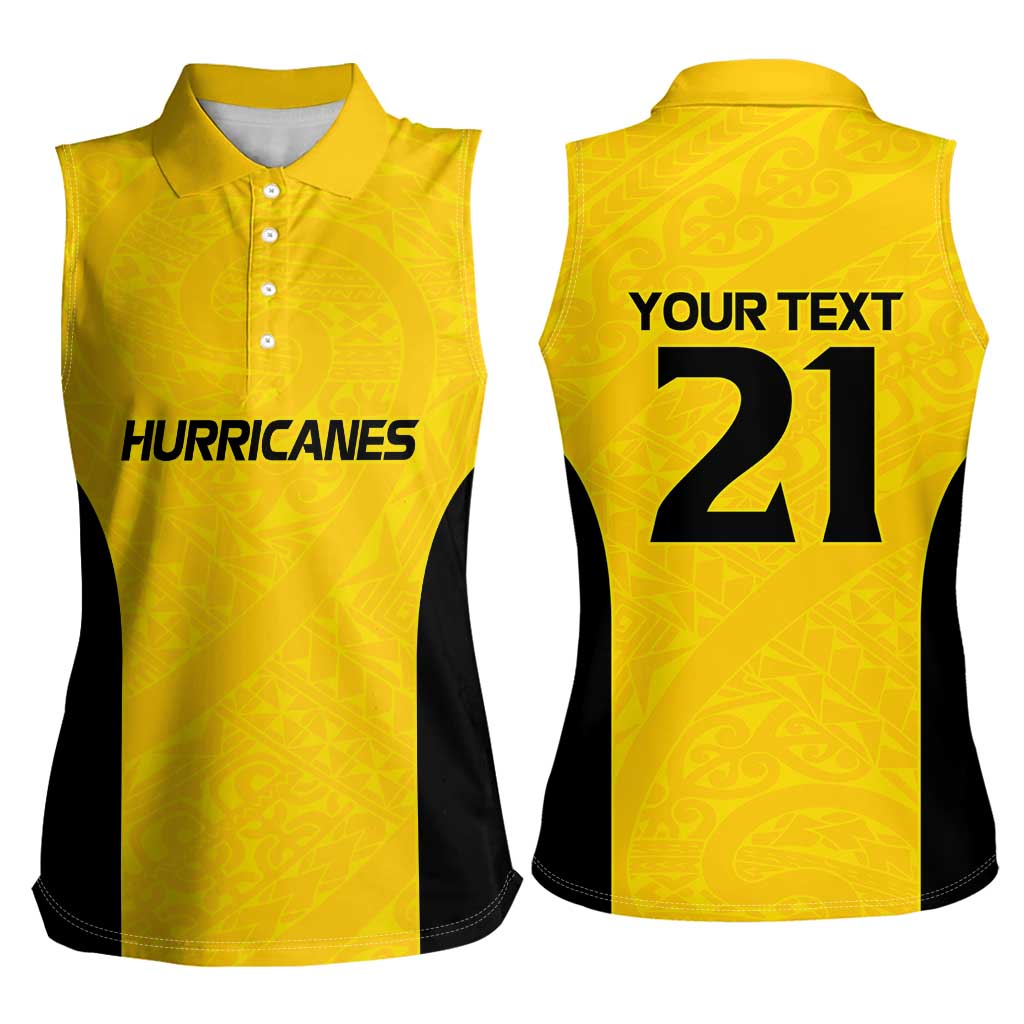 New Zealand Rugby Pacific Custom Women Sleeveless Polo Shirt Hau Awhiowhio Maori Tribal Tattoo