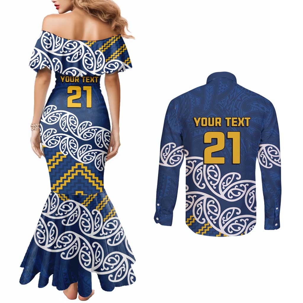 New Zealand Rugby Pacific Custom Couples Matching Mermaid Dress and Long Sleeve Button Shirt Kahupeka Maori Kowhaiwhai Pattern LT9 - Polynesian Pride