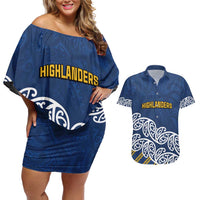 New Zealand Rugby Pacific Custom Couples Matching Off Shoulder Short Dress and Hawaiian Shirt Kahupeka Maori Kowhaiwhai Pattern LT9 Blue - Polynesian Pride