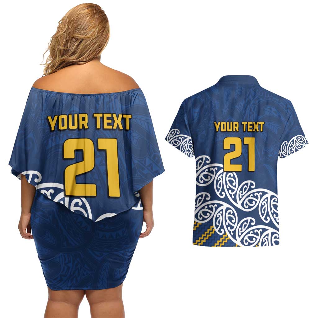 New Zealand Rugby Pacific Custom Couples Matching Off Shoulder Short Dress and Hawaiian Shirt Kahupeka Maori Kowhaiwhai Pattern LT9 - Polynesian Pride